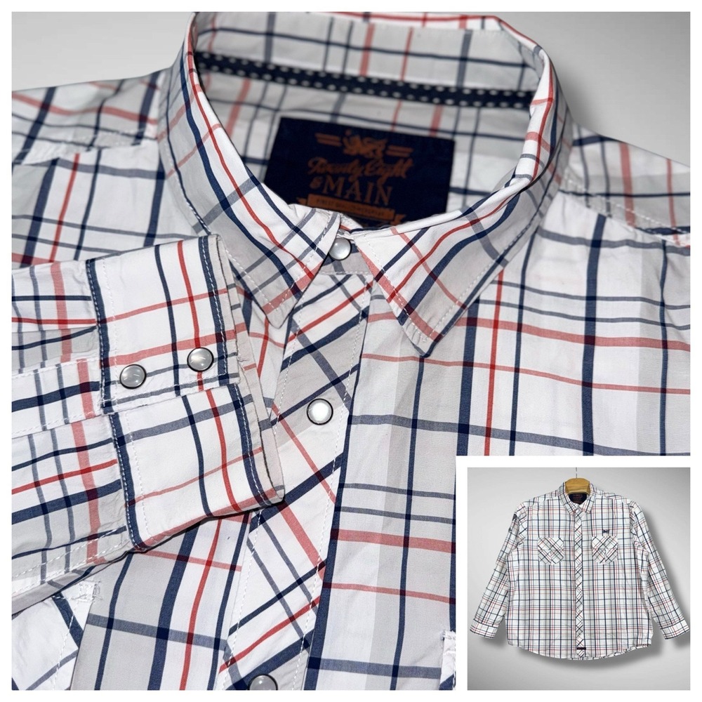 Twenty Eight Main Plaid Shirt Long Sleeve‎ Button Up Patches XXL